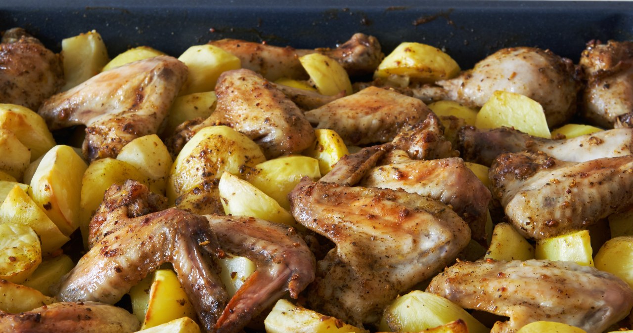 Baked wings for dinner. The secret of the taste is the delicious marinade