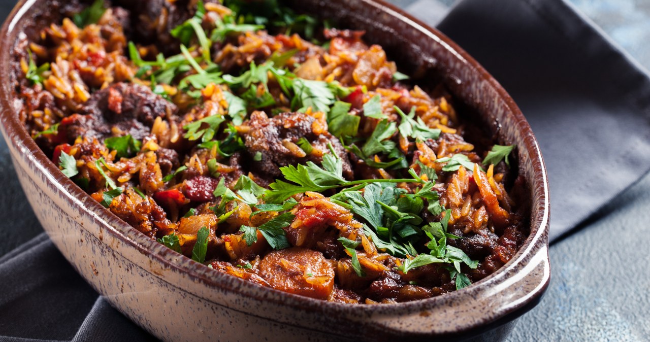 A Greek oven-baked feast. This rice casserole delights with its taste