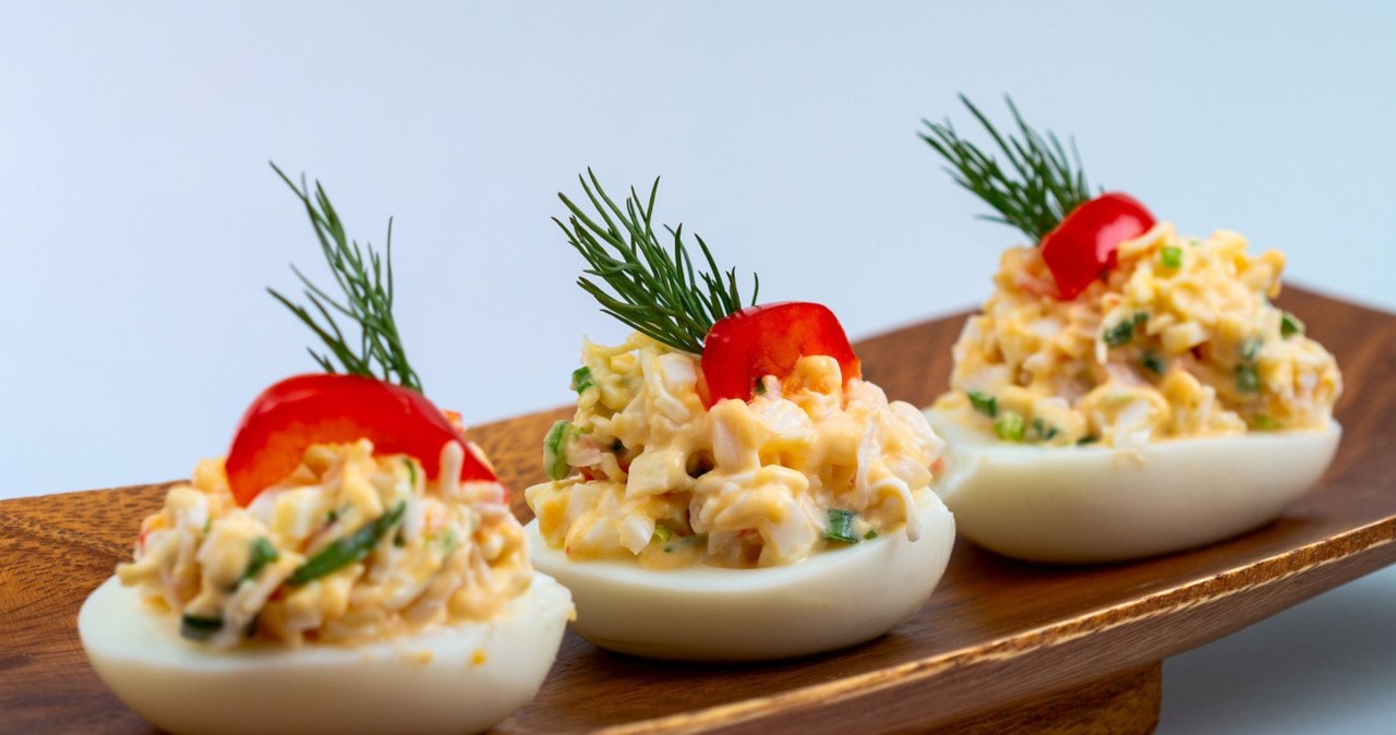 Deviled eggs. A spicy snack for family gatherings