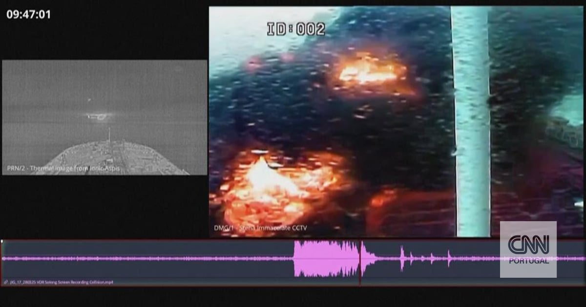 The images of the brutal collision of a Portuguese cargo ship that led to the conviction of a Russian captain