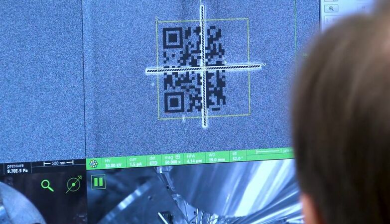 The world's smallest QR code is much smaller than several bacteria