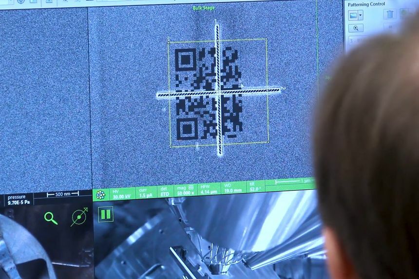 The world's smallest QR code is much smaller than several bacteria