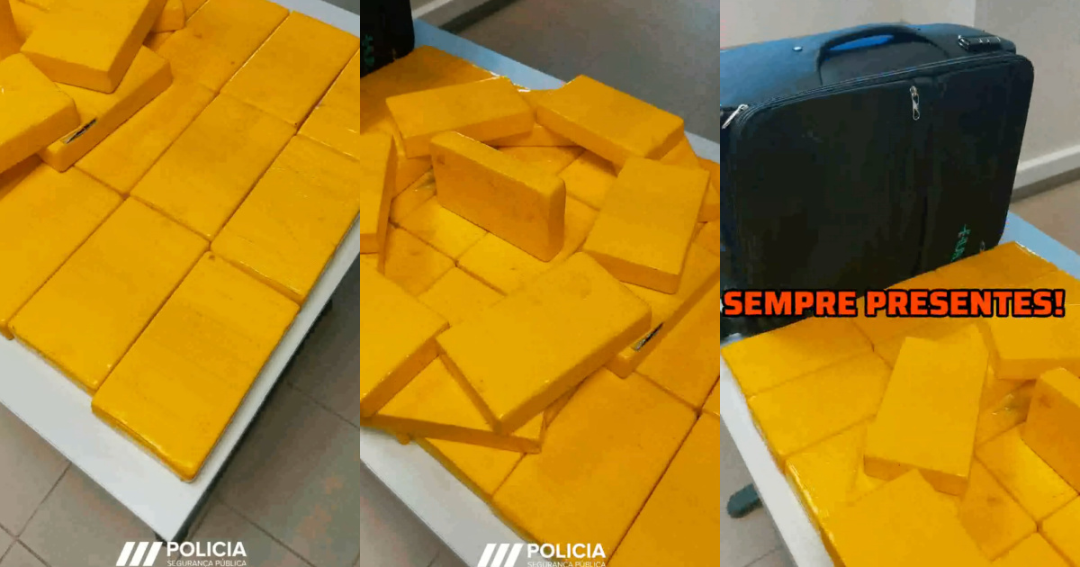 41 kg of cocaine arrives in a suitcase at Lisbon Airport and ends up with a trio detained by the PSP