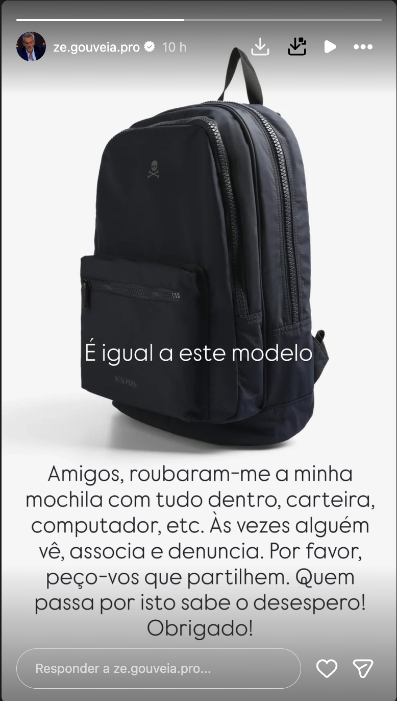 Zé Gouveia reports theft and asks for help: “Anyone who goes through this knows how desperate it is…”