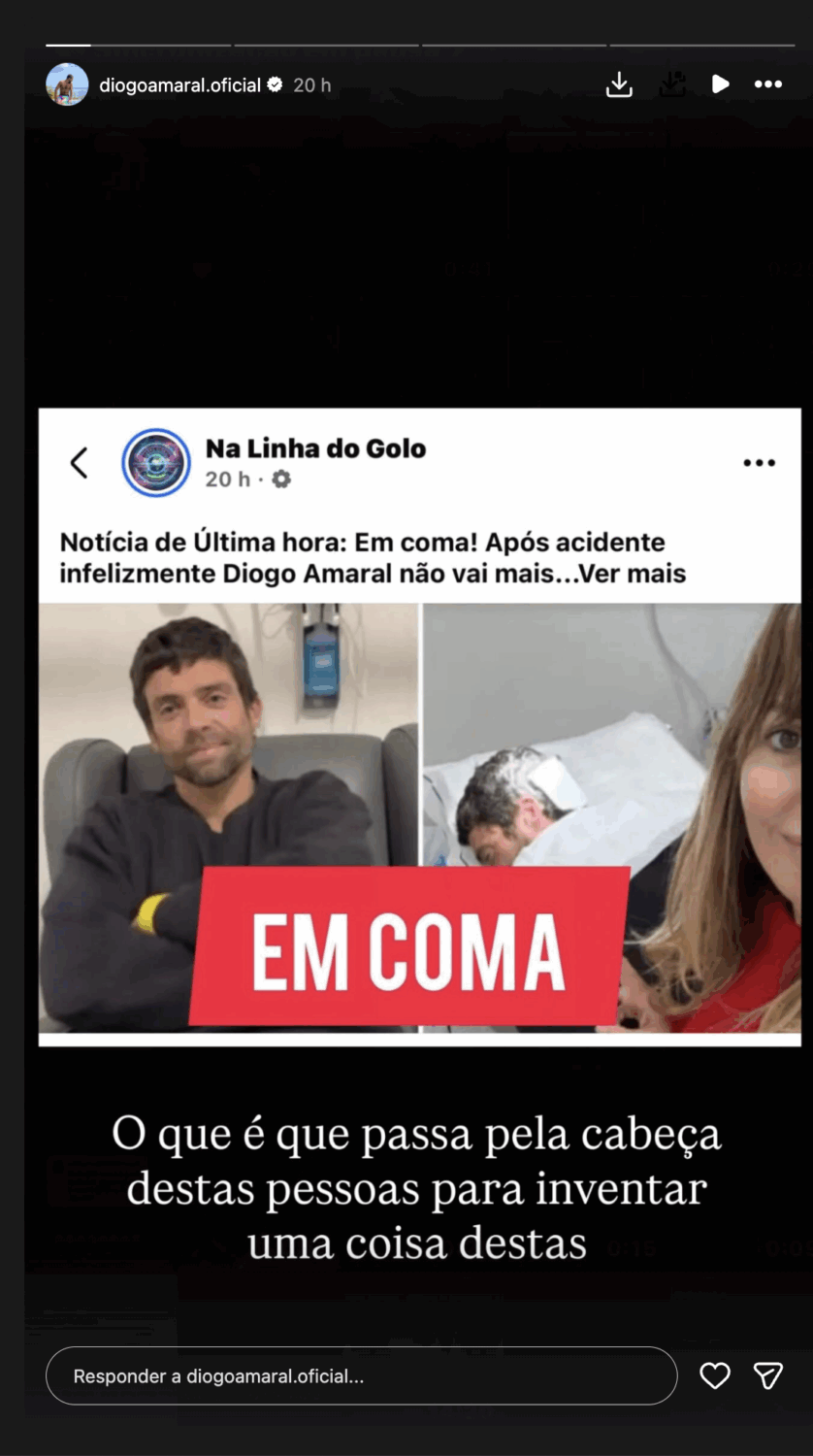 “In a coma”? After accident, Diogo Amaral is perplexed by the 'news' title
