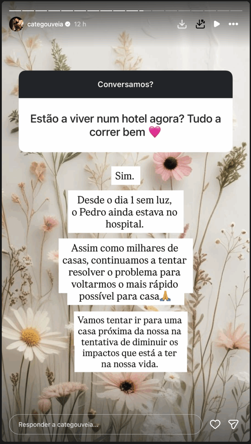 Catarina Gouveia reveals that she is living in a hotel: “We continue to try to solve the problem…”