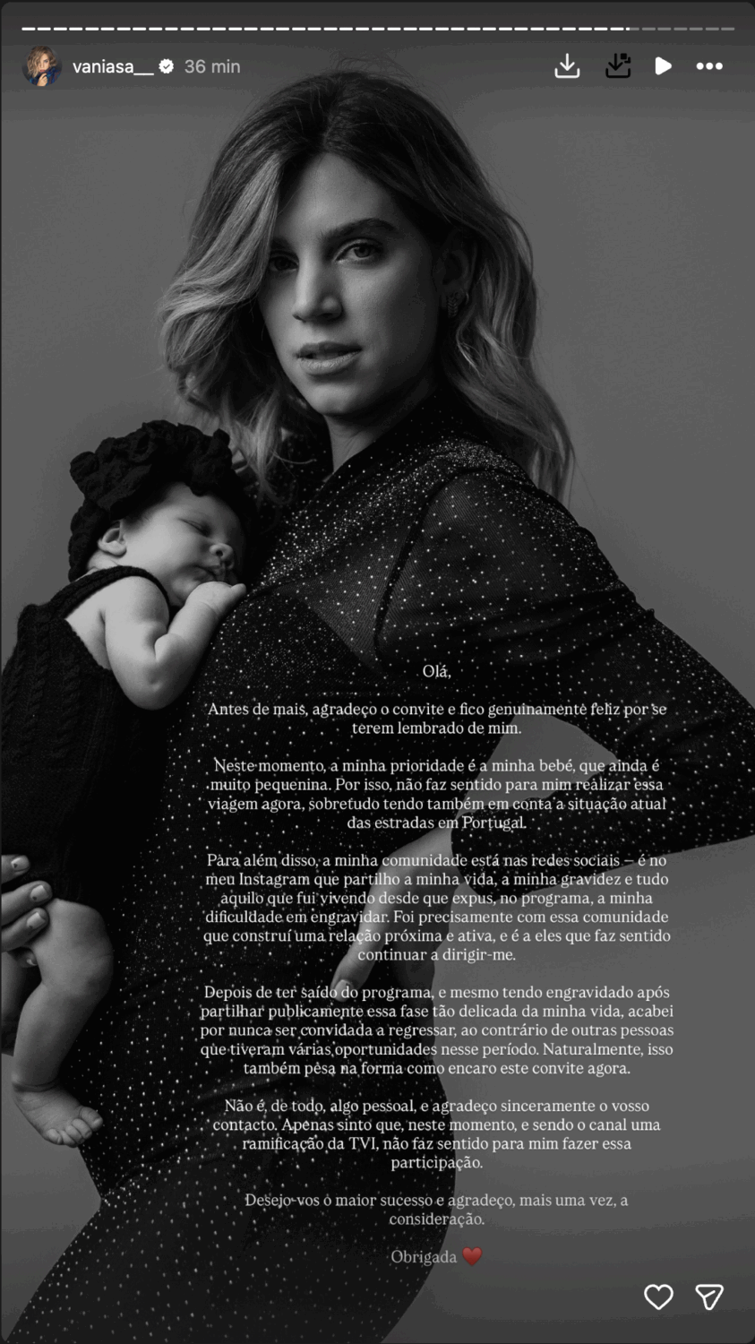 Vânia Sá exposes TVI's invitation and explains 'denies': “I'm not just a number to be used…”