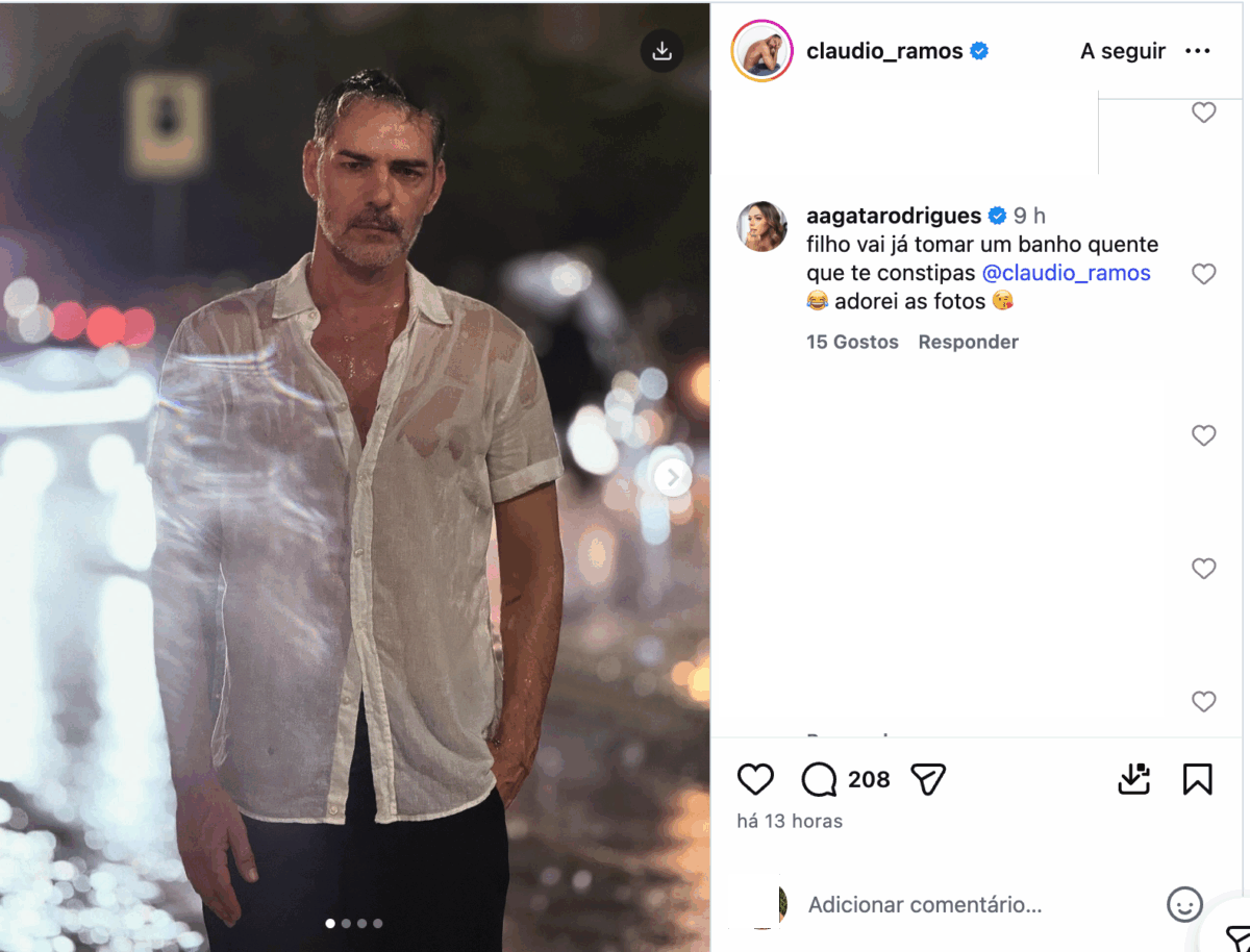 On vacation, Cláudio Ramos shows up in the rain and receives an amusing message: “Go take a hot shower now…”