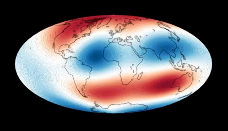 What are the mysterious bubbles near the core detected in Earth's magnetic field
