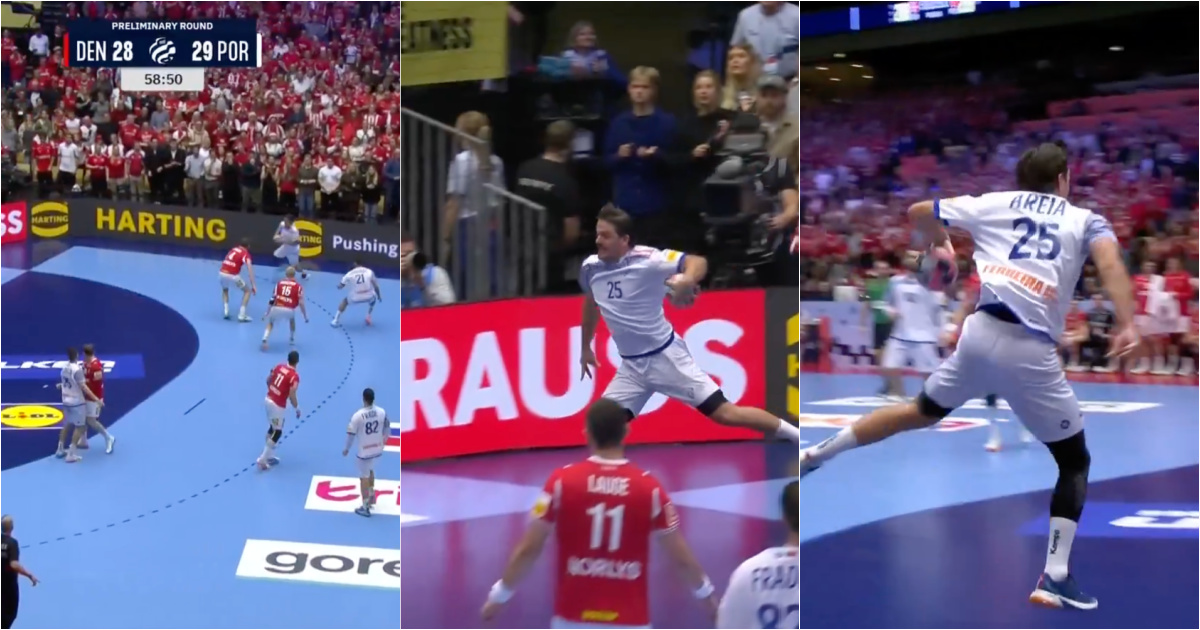 António Areia's spectacular goal was voted the best in the handball European Championship