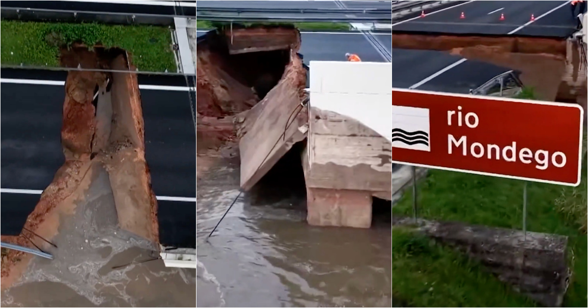 Drone images reveal destruction on the A1 after section collapse in Coimbra