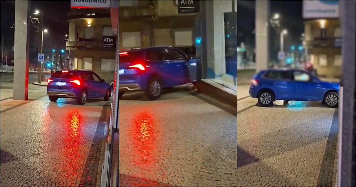 TVDE driver crashes into bank facade in Gaia after attacks