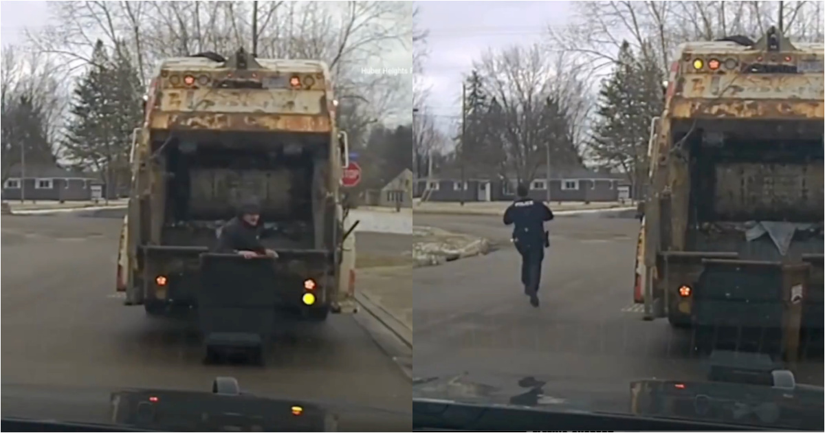 Garbage collection worker finds man hiding in dumpster while fleeing from police