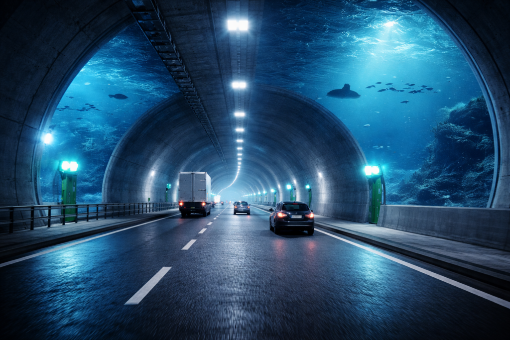 Túnel rodoviário subaquático. Crédito: Foto AI