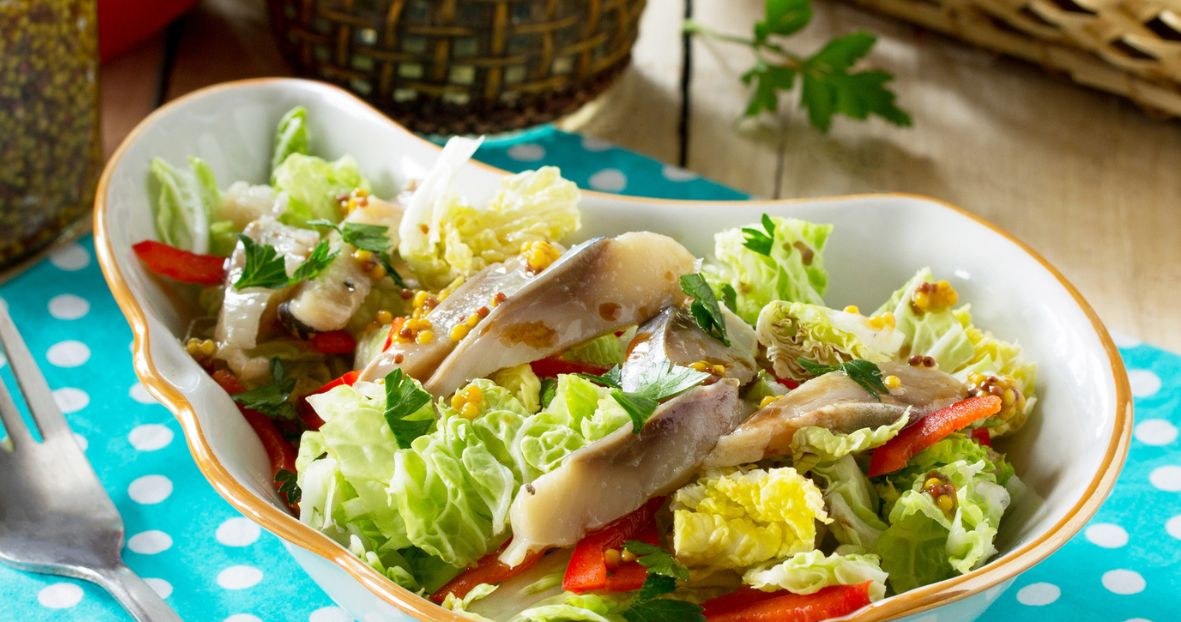 Spring salad with herrings. It does not burden the stomach and fills you up