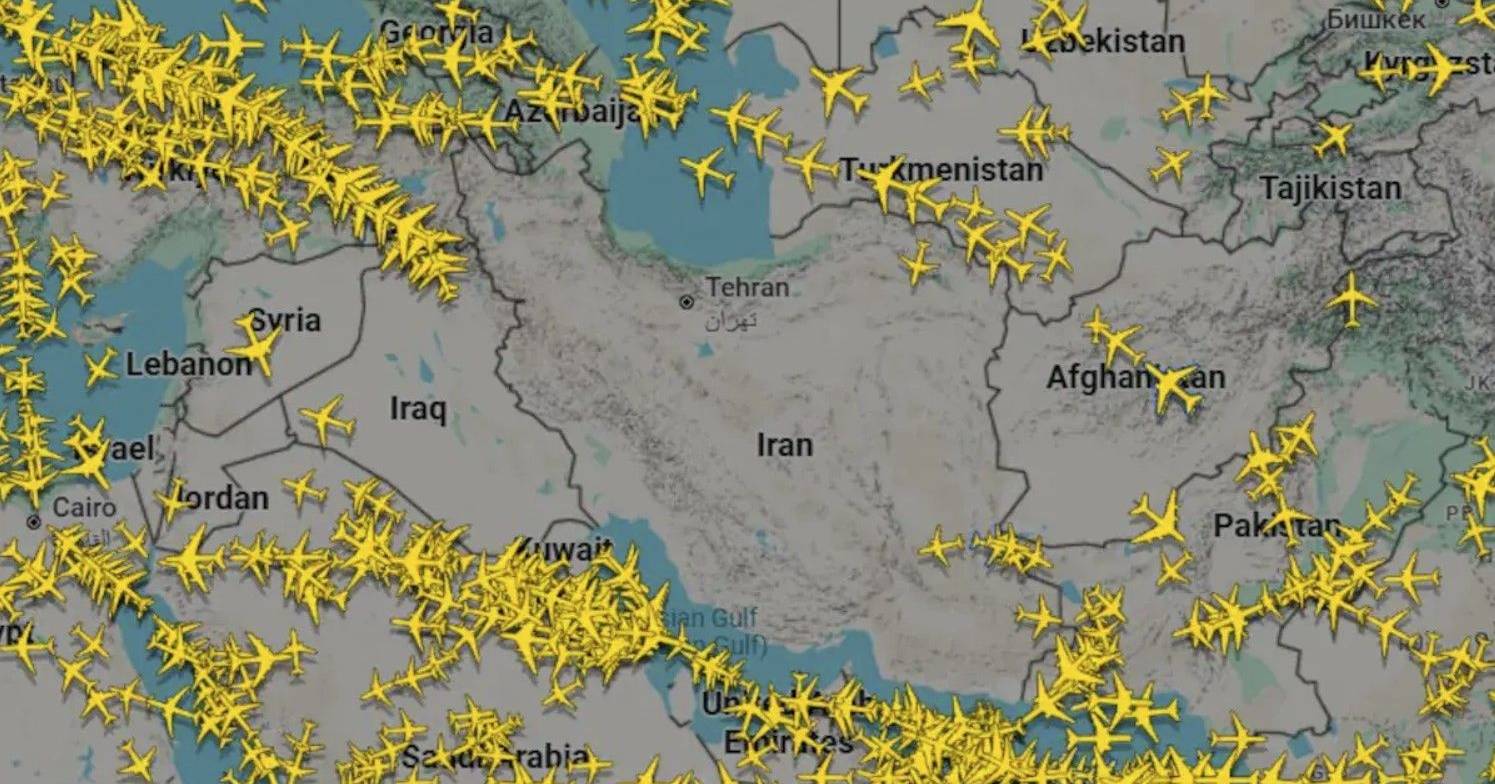 Iran's airspace becomes empty after US and Israeli attacks