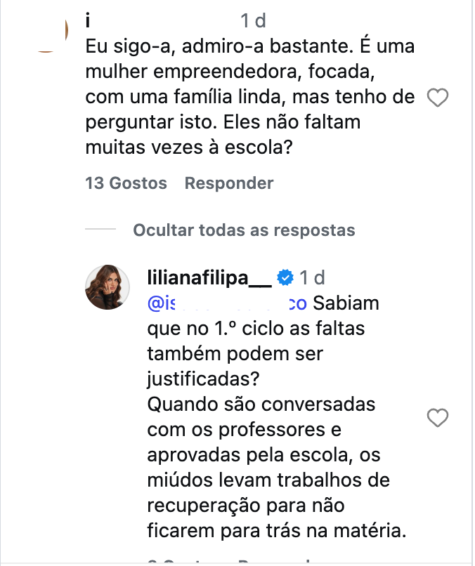 “Don’t they miss school often?” On vacation with her children, Liliana Filipa is confronted and reacts