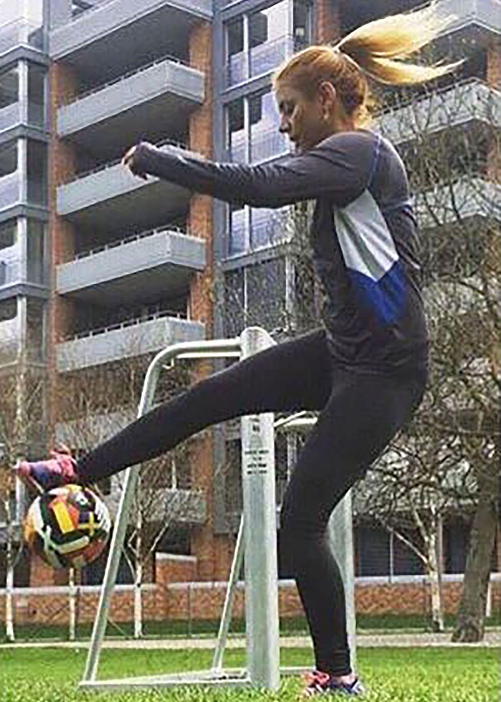 Shiva Amini appears playing football in Switzerland without the hijab. It was this photo that got him into trouble with the Iranian regime, leading to his defection (Shiva Amini via CNN Newsource)
