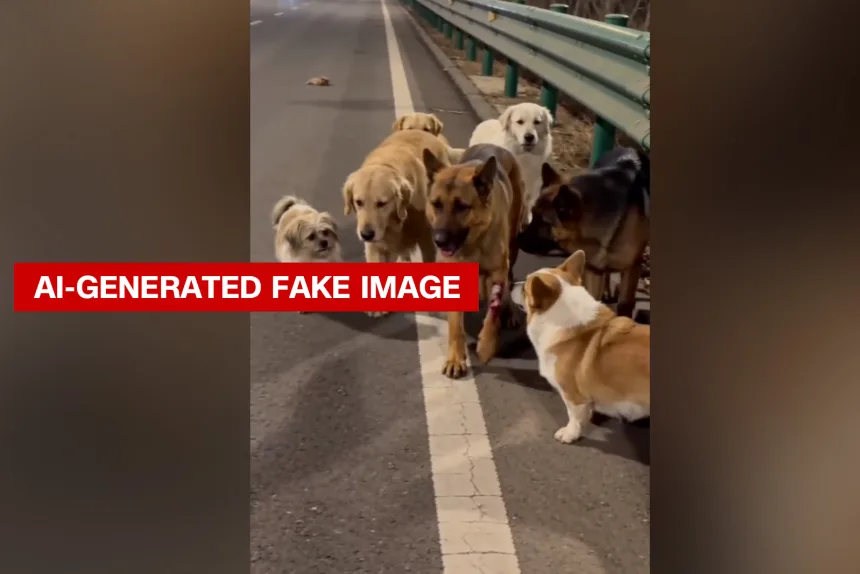 The internet loved this story about lost dogs coming home. It's just a shame it's fake