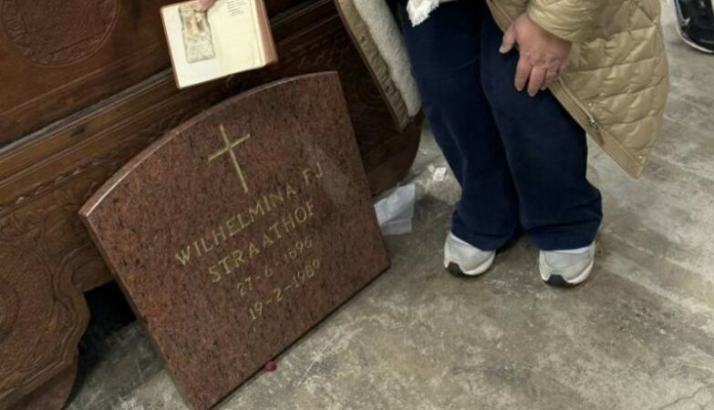 A very strange discovery: a tombstone in a second-hand store