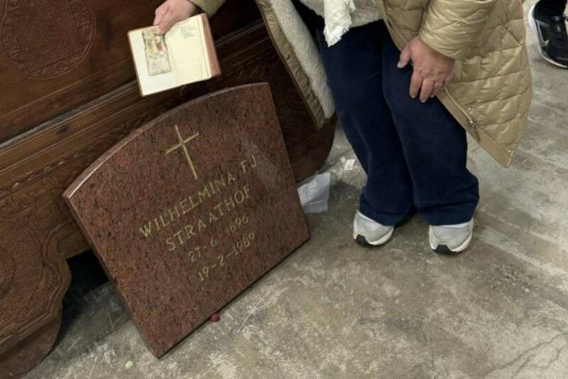 A very strange discovery: a tombstone in a second-hand store