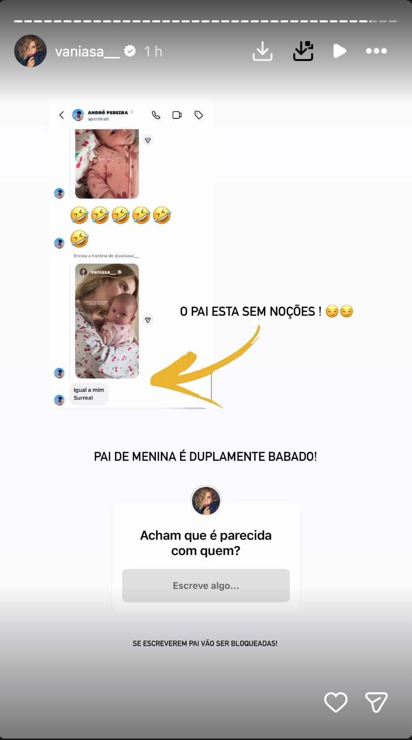 Vânia Sá questions fans about her daughter's similarities and leaves a 'warning': “They will be blocked…”
