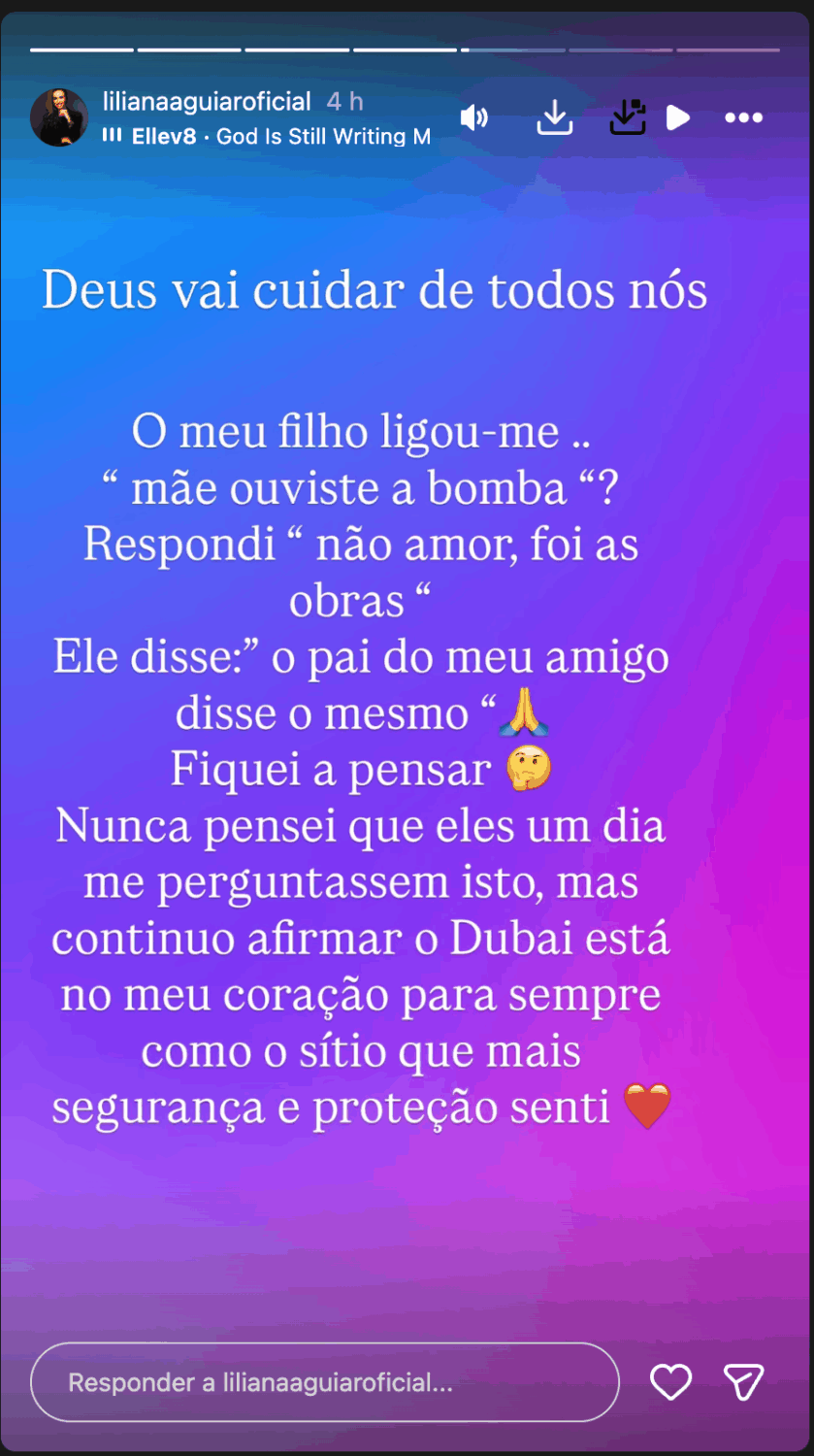 “Mom, did you hear the bomb?” In Dubai, Liliana Aguiar reveals a conversation with her son and lets her vent