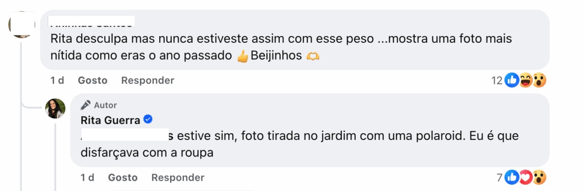 After showing herself with “an extra 20 kilos”, Rita Guerra is 'confronted': “You've never been like this…”