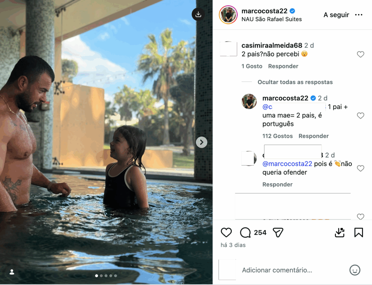 After making the statement, Marco Costa is confronted by a follower and reacts: “He’s Portuguese…”