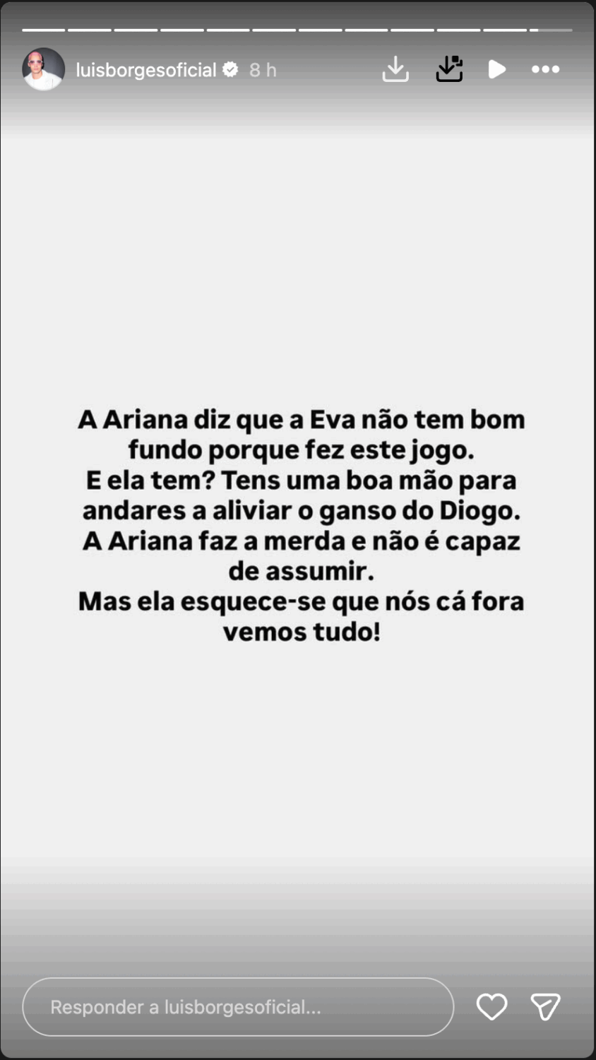 Luís Borges leaves a “suggestion” to TVI after revealing Eva’s secret: “Just so we can see something…”