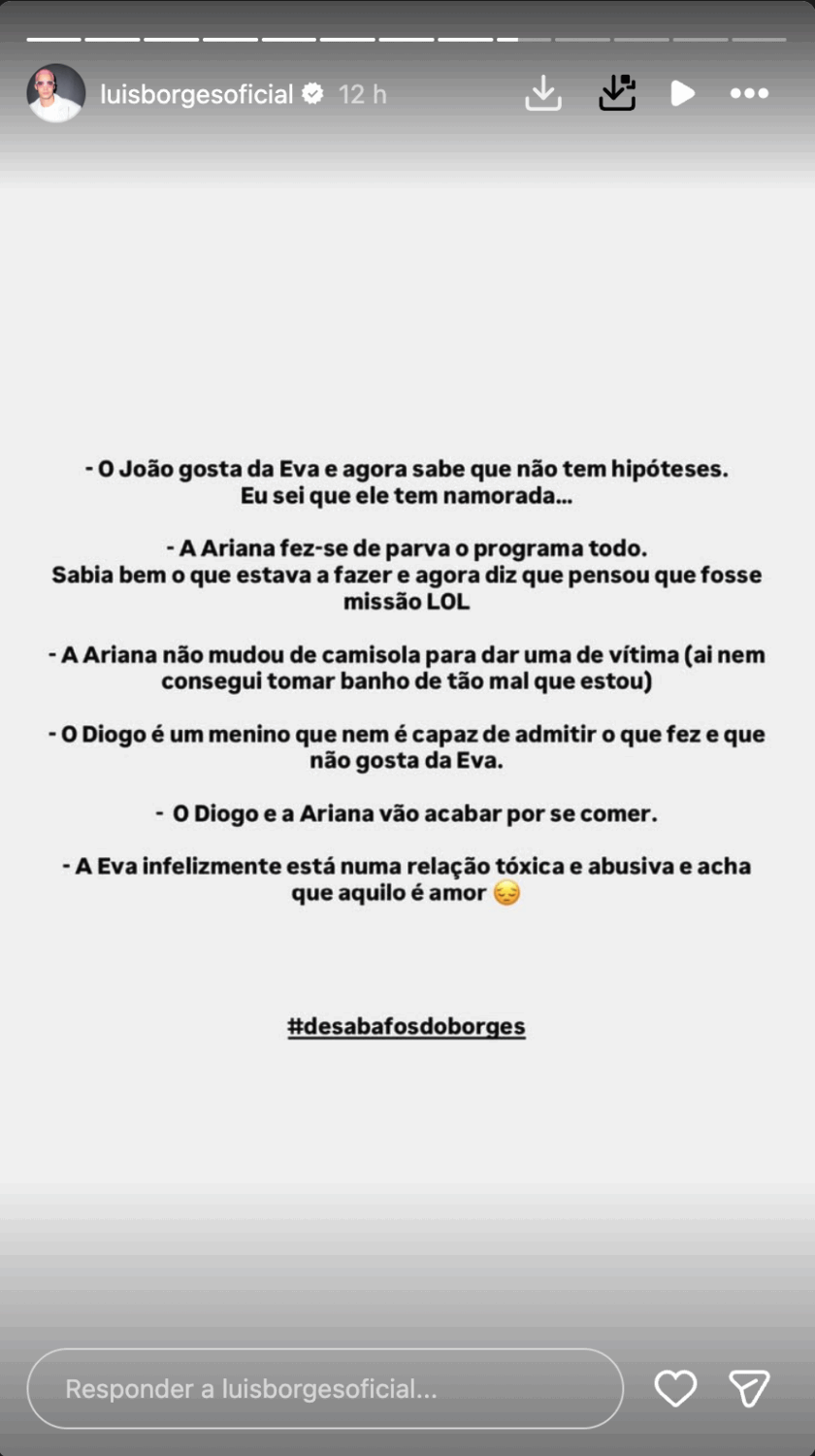 Luís Borges 'applauds' Cristina Ferreira and leaves a 'message': “Put another chair at the gala…”