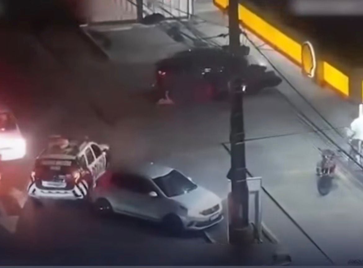 Suspect was captured after pursuit and taken under escort for medical care.