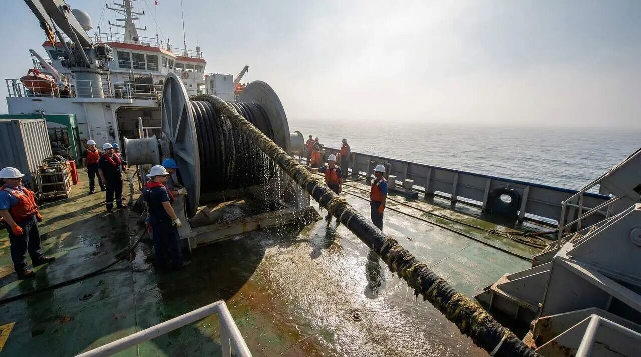 Off Portugal, the first transatlantic internet cable is being removed from the ocean