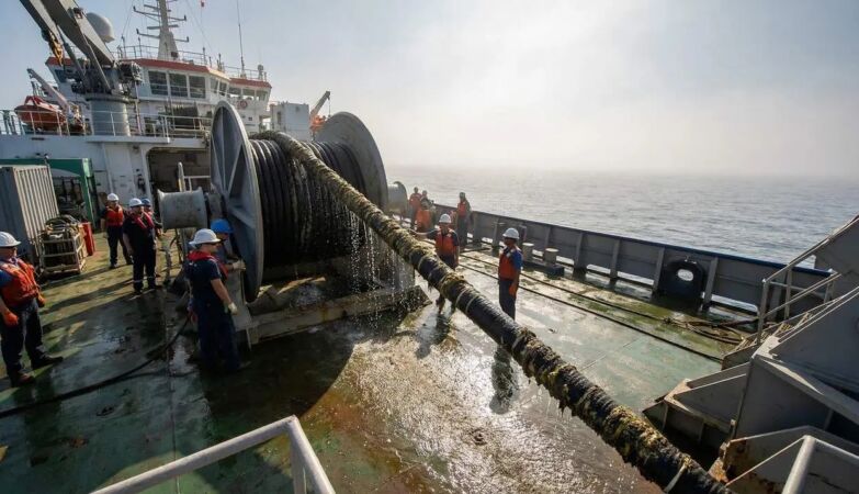 Off Portugal, the first transatlantic internet cable is being removed from the ocean