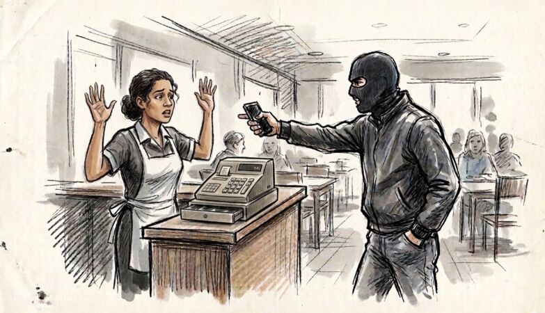 Google, please translate: "This is a robbery. Give me all the money!"