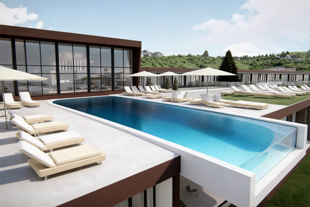 Pisicina de hotel. Crédito: Freepik AI