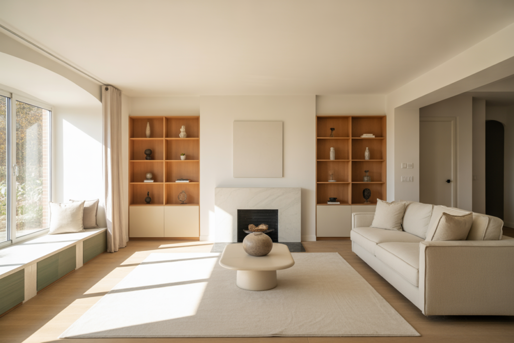 Casa moderna limpa e arrumada. Crédito: Freepik AI