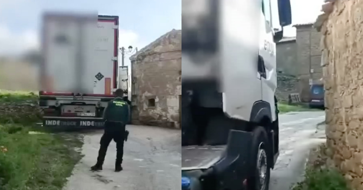 GPS betrays truck driver with 25 tons of cargo and leaves him stuck on the street in Navarra