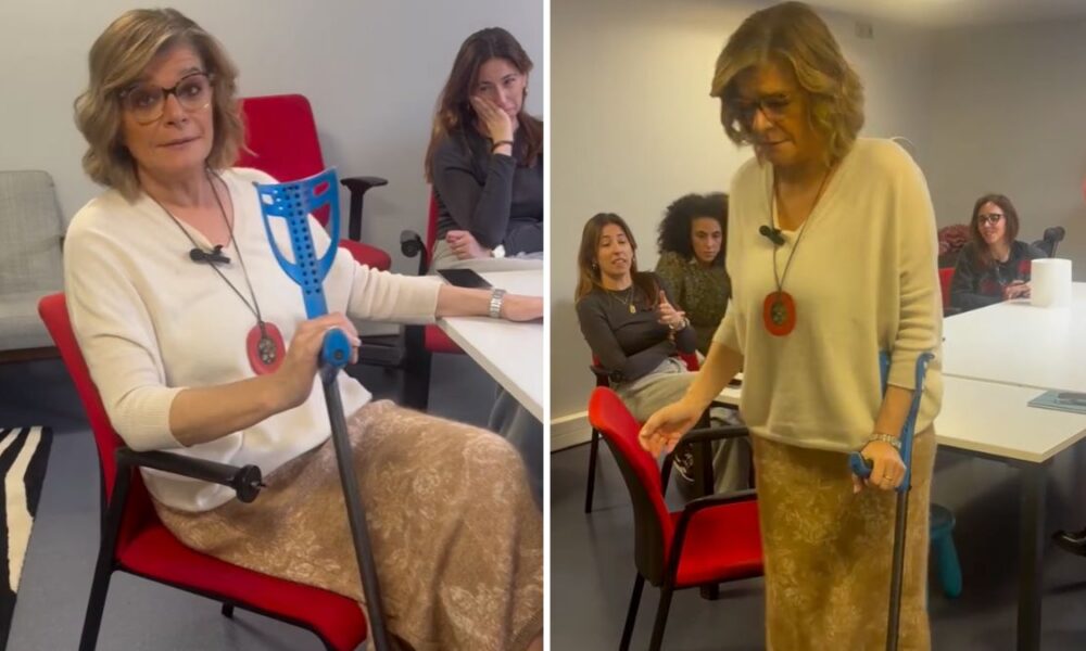 Júlia Pinheiro shows herself with a crutch and explains: “Yesterday I had a fall…”