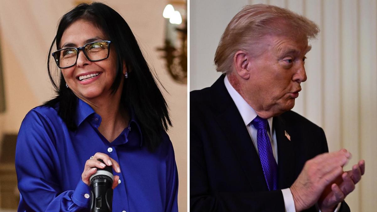 Delcy Rodríguez participates in an economic forum in Miami that Donald Trump will close