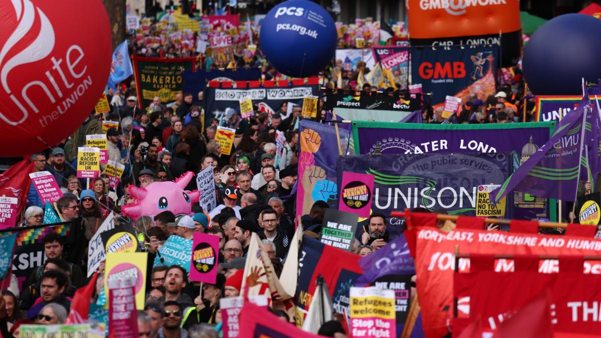 London unites against the far right: tens of thousands of protesters walk the streets in a massive protest against the far right