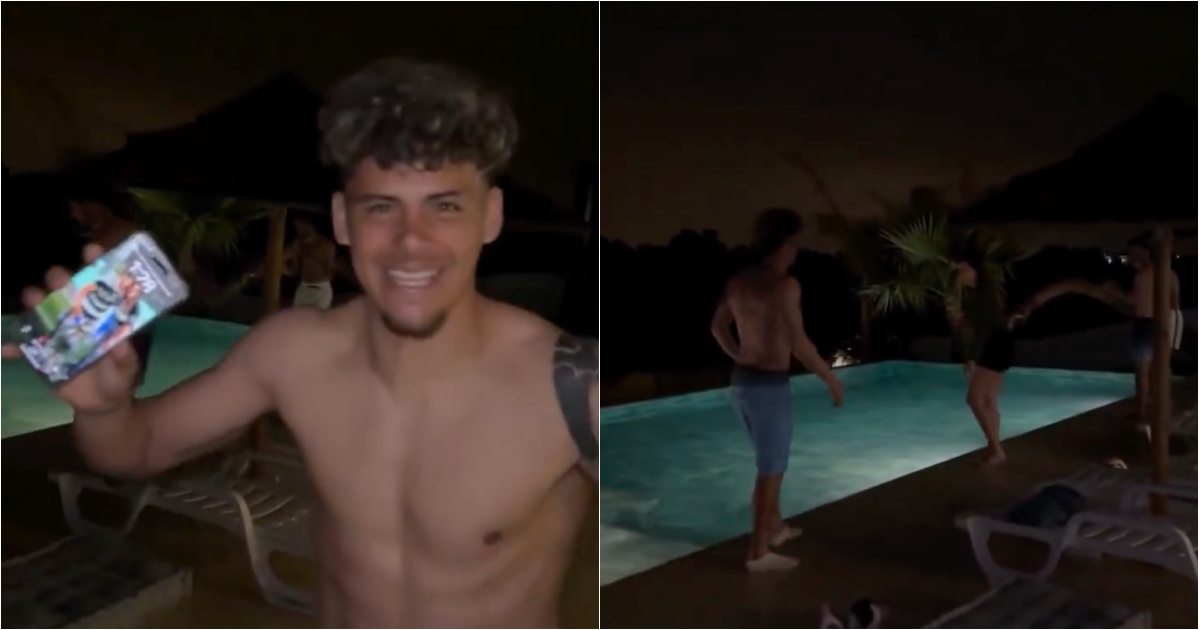 Maxi Araújo fulfilled his promise and celebrated classification with a swim in the early hours of the morning