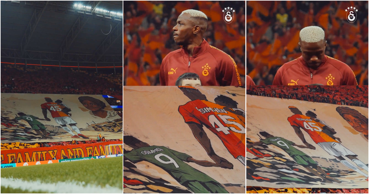 Victor Osimhen cries as Galatasaray fans pay homage to the mother he lost as a child