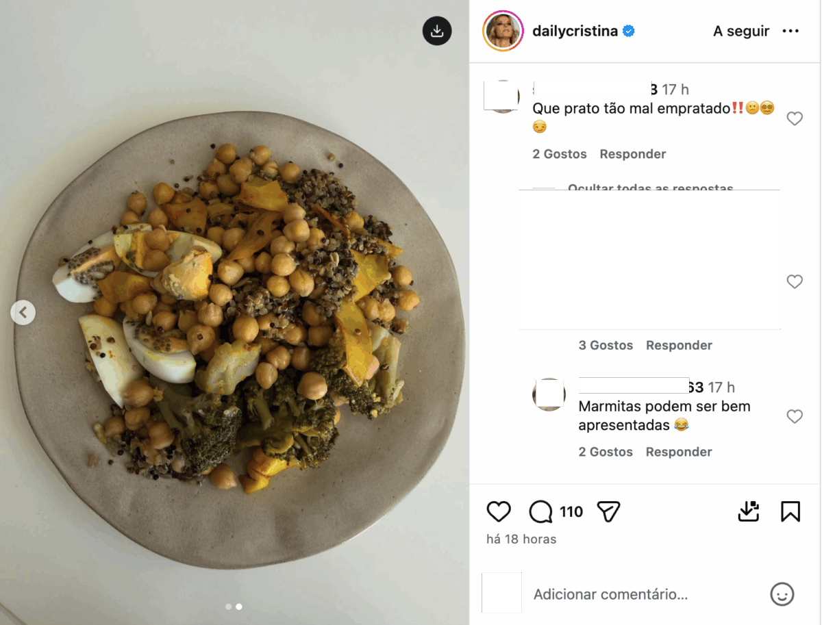 After showing “marmita”, Cristina Ferreira receives criticism and responds: “So poorly plated…”