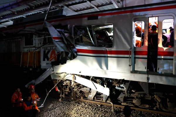 Train collision leaves at least two dead in Indonesia