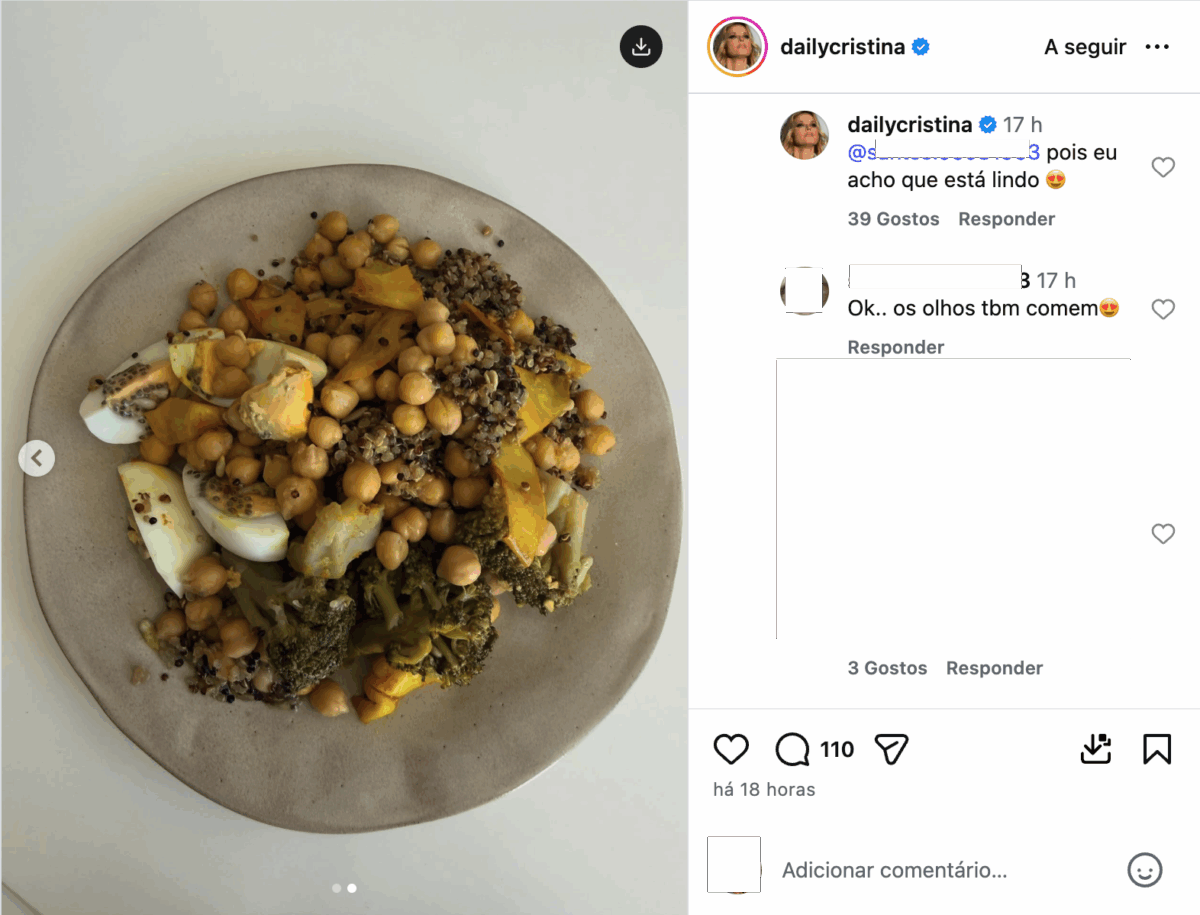 After showing “marmita”, Cristina Ferreira receives criticism and responds: “So poorly plated…”