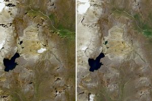 There was a glacier there. It is no longer