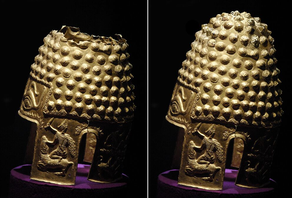 A year after the theft, a 2,500-year-old golden helmet reappeared. Suspects left clues