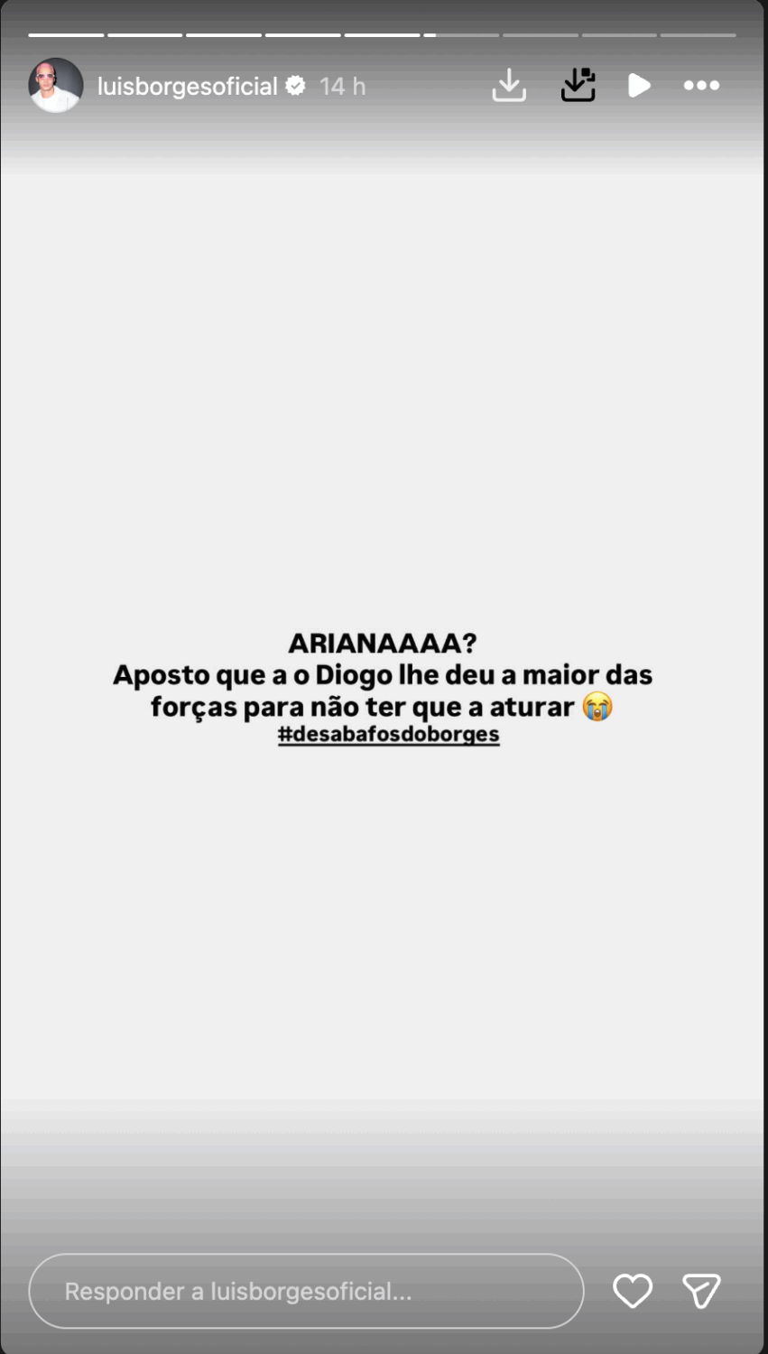 Luís Borges comments on Ariana's entry into the 'Desafio Final': “I bet Diogo gave her the most strength…”