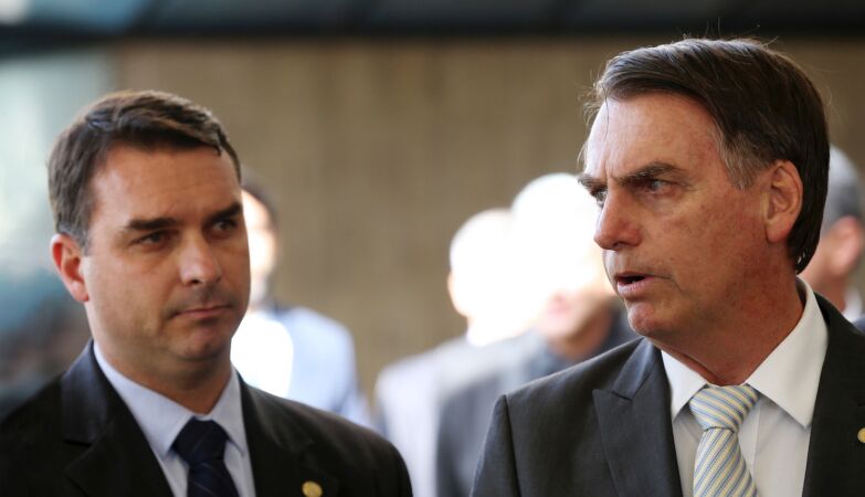 Brazilian Senator Flávio Bolsonaro with his father, former President of Brazil, Jair Bolsonaro